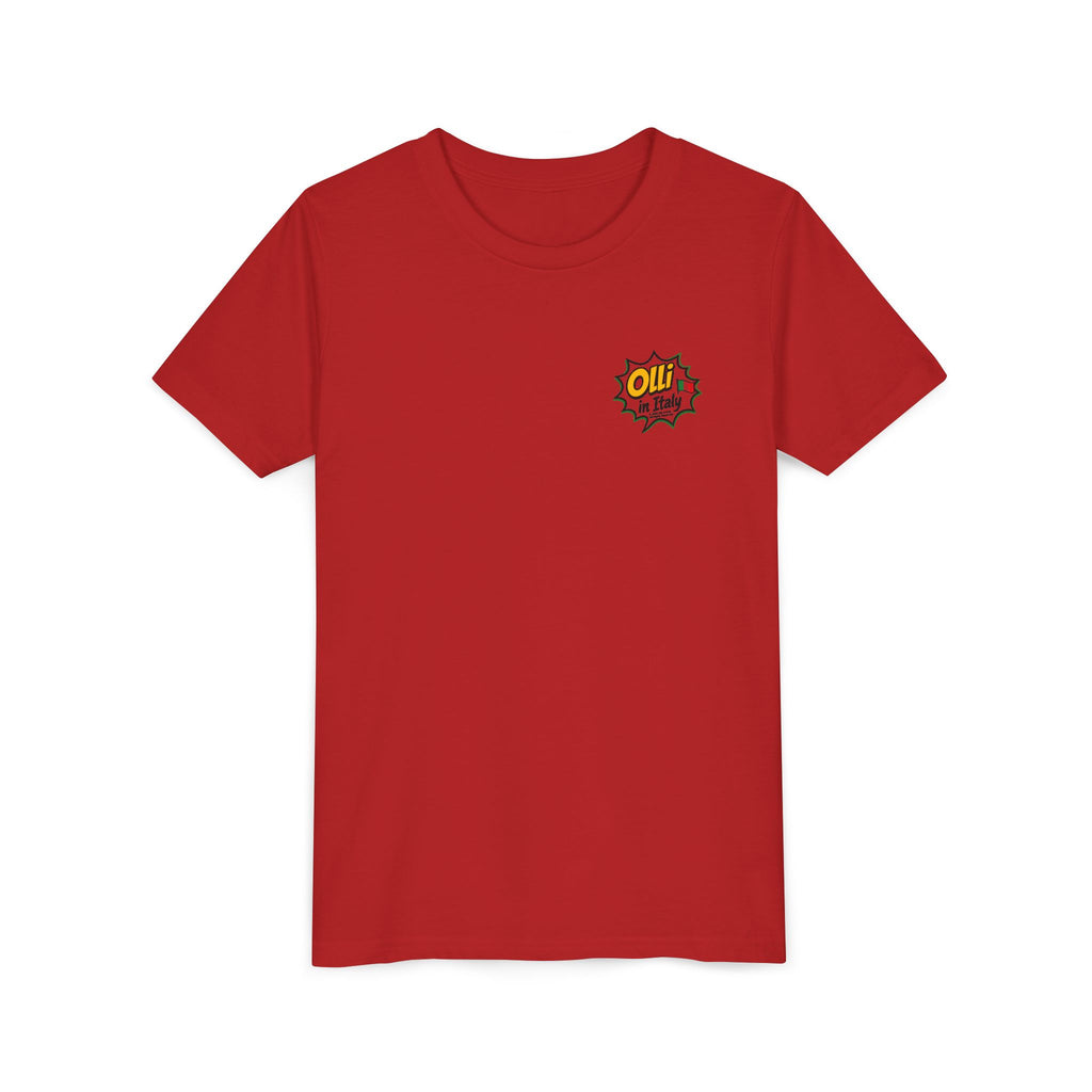 Kids' Pizza Olli the Boston Terrier Tee — "Saved by Grace" Funny Italian Pizza Youth Shirt