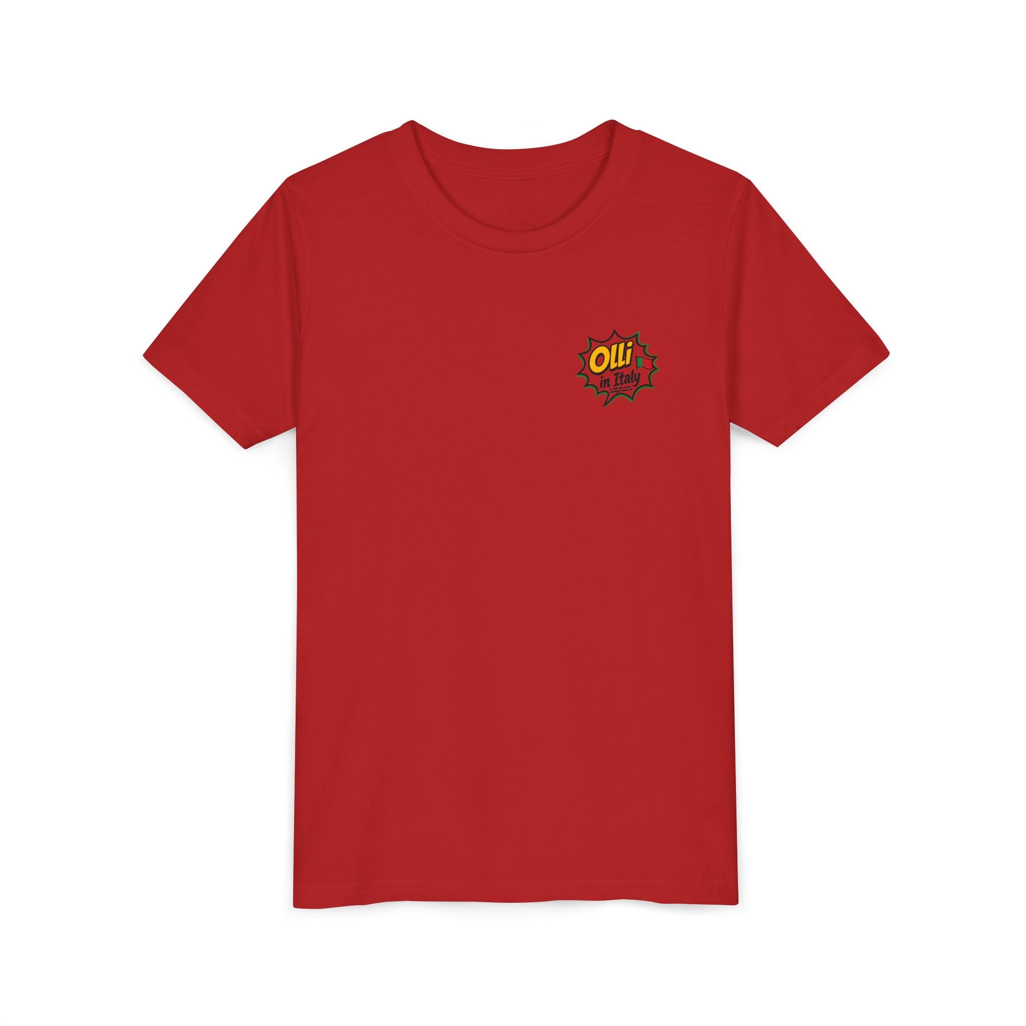 Kids' Pizza Olli the Boston Terrier in Italy Tee — "Saved by Grace" Funny Italian Pizza Youth Shirt