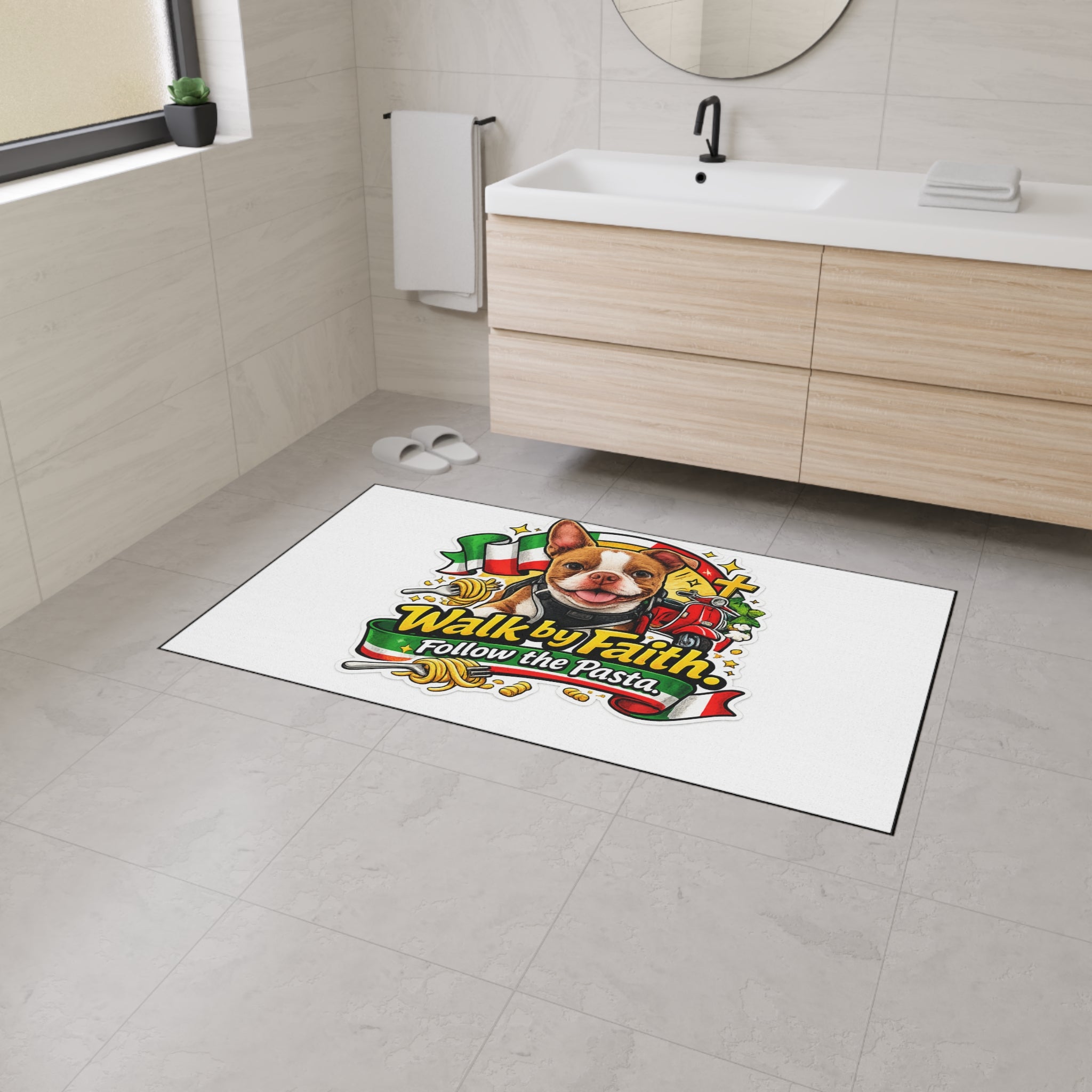Walk by Faith Follow the Pasta Floor Mat | Italian Dog Design