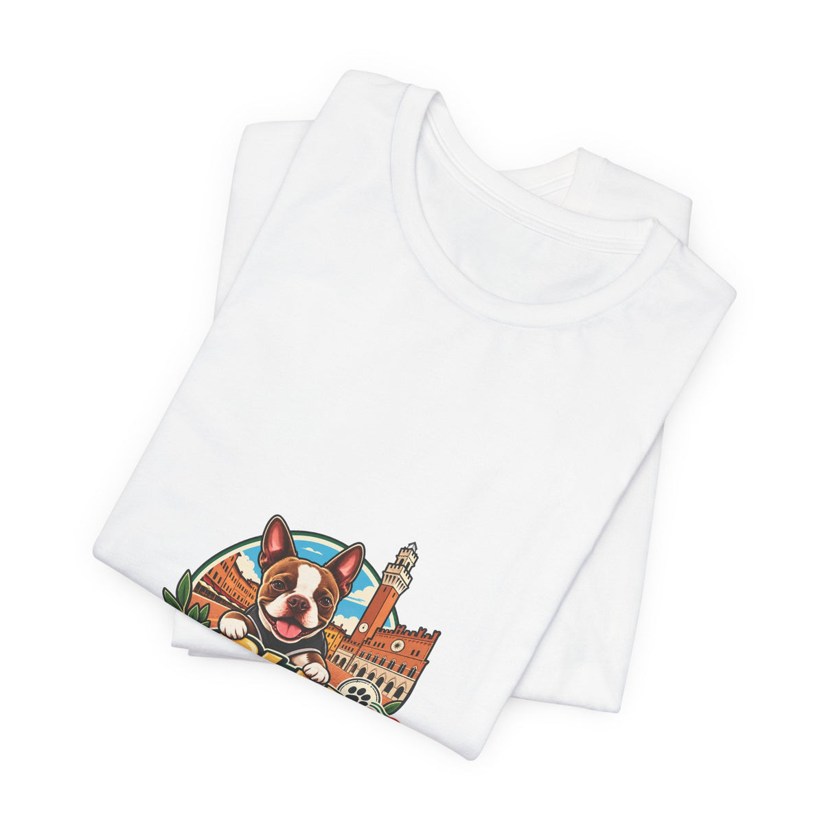 Olli in Italy Siena Boston Terrier Unisex T-Shirt | Italy Travel Tee