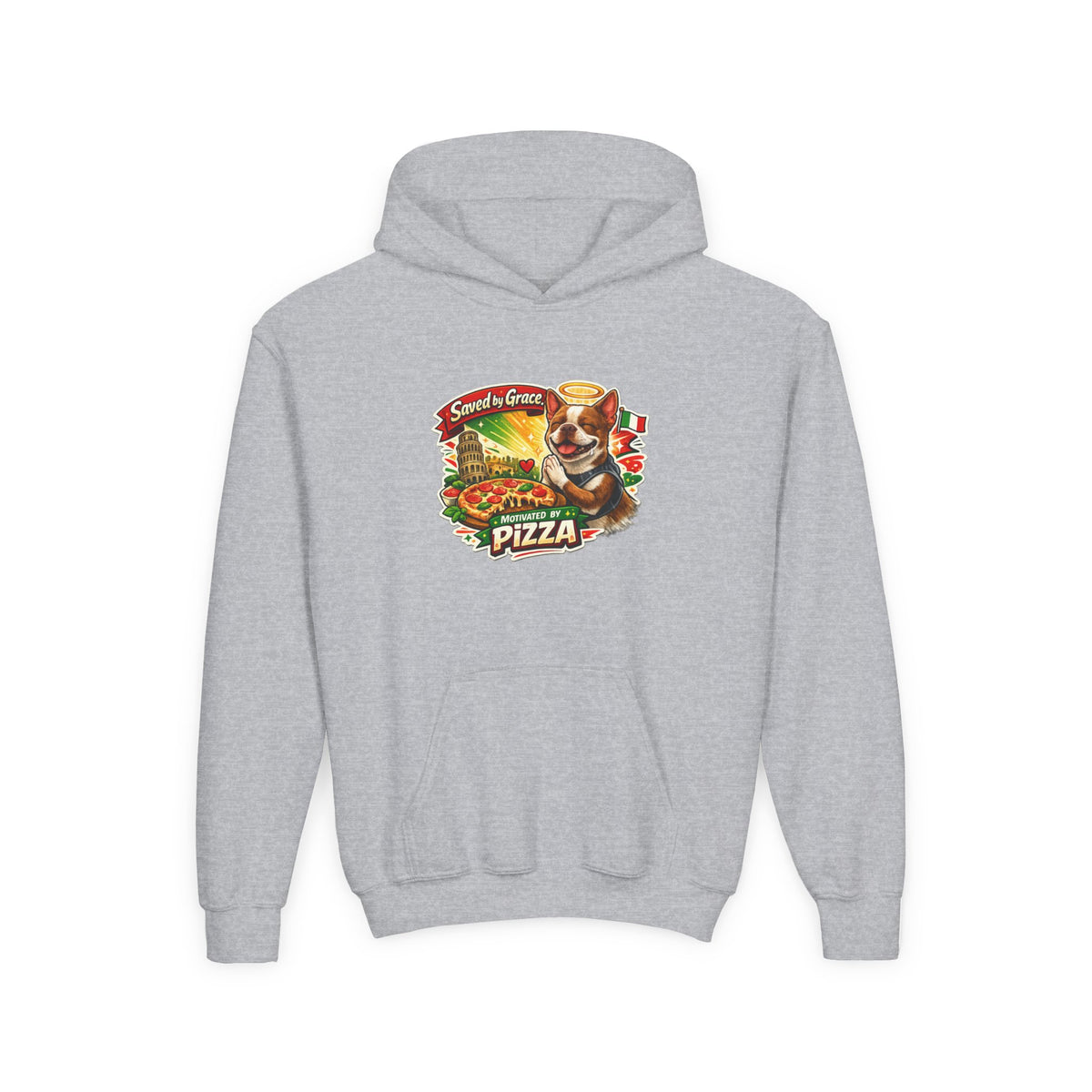 Youth Hoodie — Olli in Italy Pizza Dog Graphic Sweatshirt