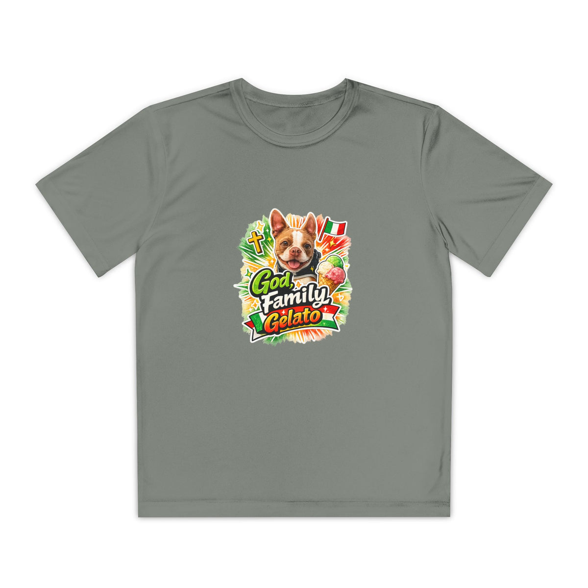 Youth Graphic Tee — 'God, Family, Gelato' Dog Logo