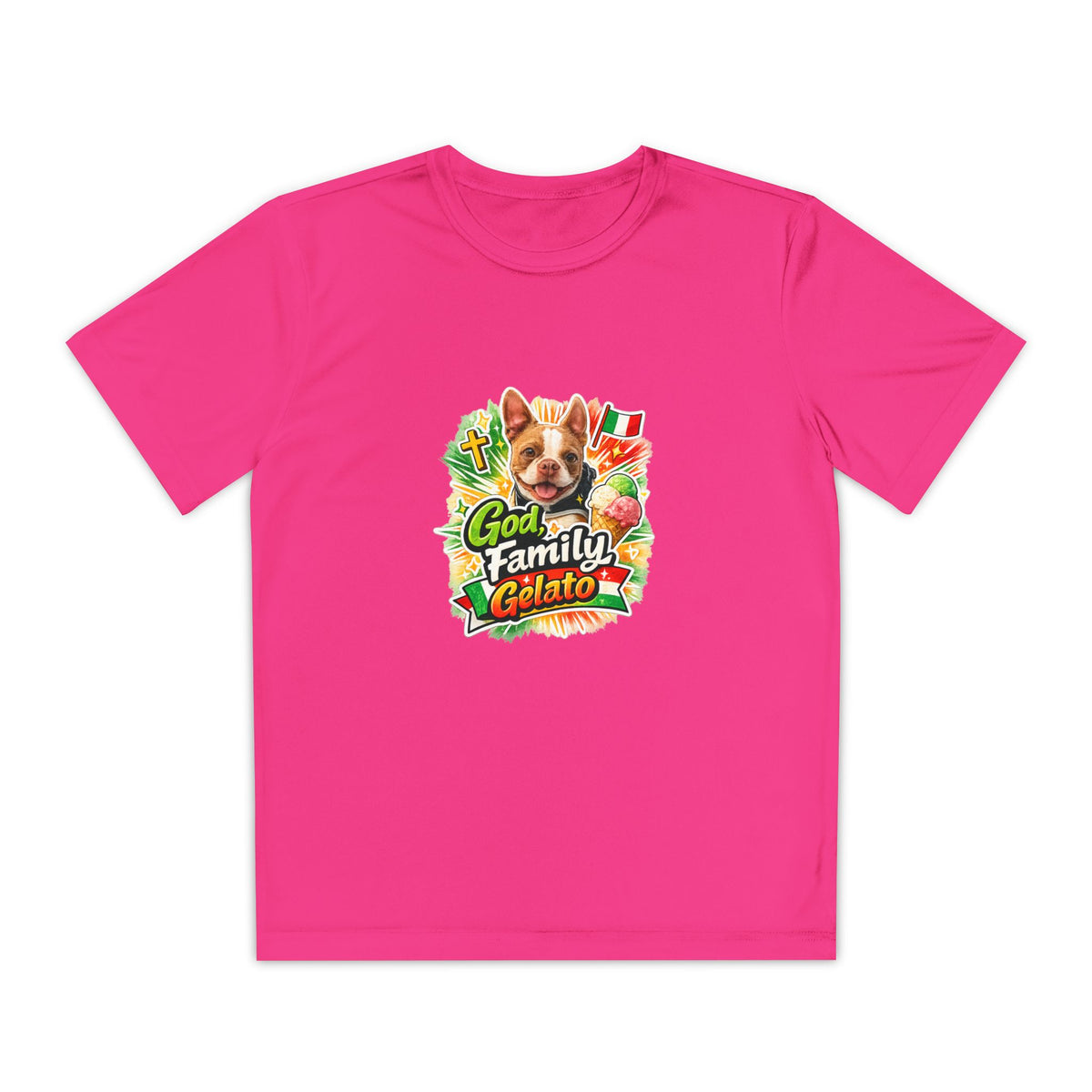 Youth Graphic Tee — 'God, Family, Gelato' Dog Logo
